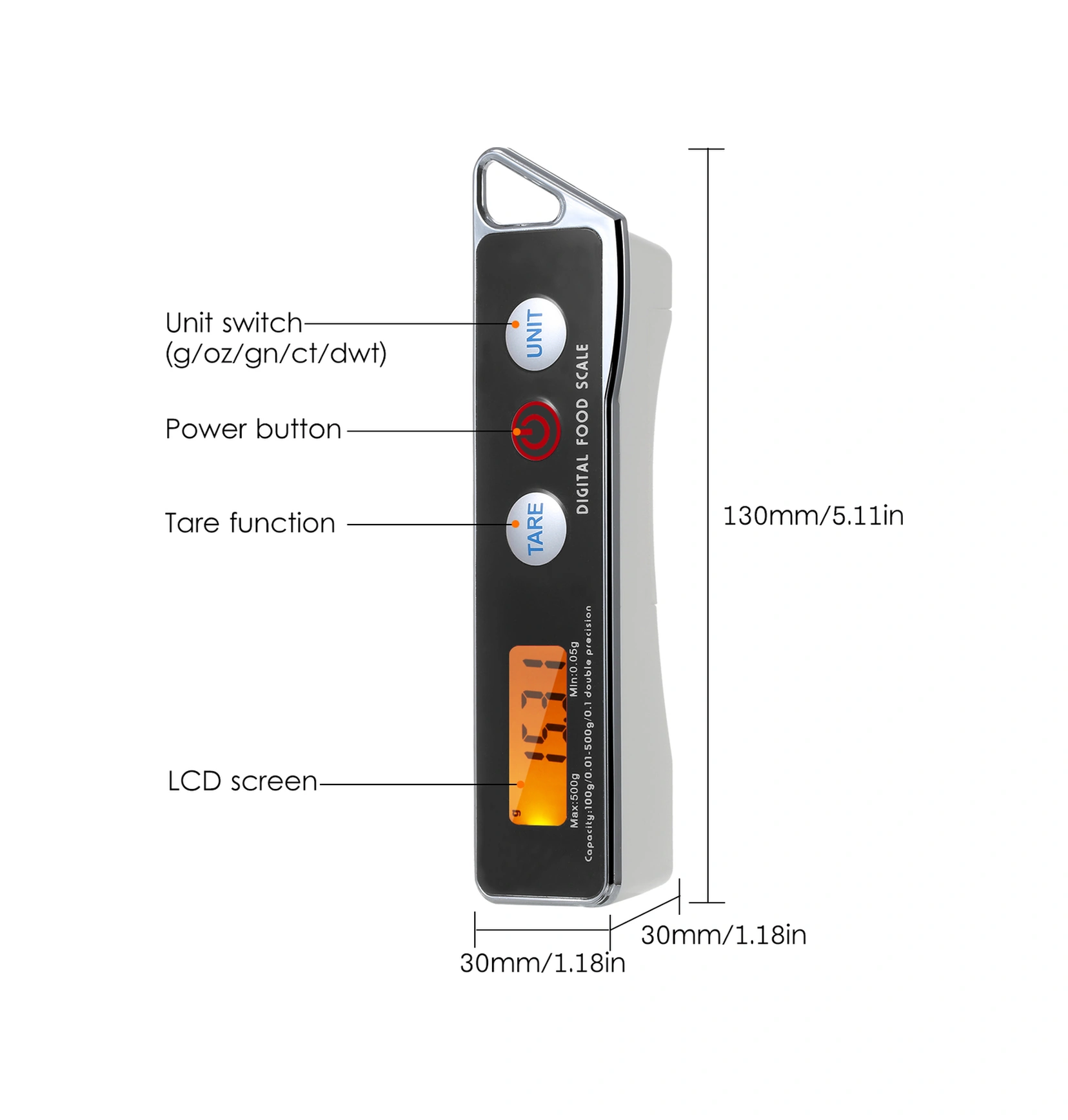 Folinda Ev Kullanıma Dijital Ölçüm Kaşığı, Hamur Şeker Tuz Hassas Ağırlık Ölçer, 0.05g-500g Aralığı, 30ml Ve 80ml İki Kaşık, Siyah Pil Dahil Değil Siyah