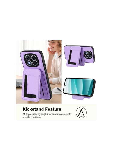 Redmi Note 14 Pro 5g Cx01 Çıkarılabilir Magsafe Manyetik Kart Çantası Telefon Kılıfı Açık Mor