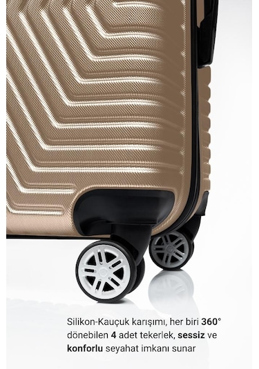 G&d Polo Suitcase Abs 3'lü Gold Lüx Valiz Seyahat Seti 600.06-set Altın