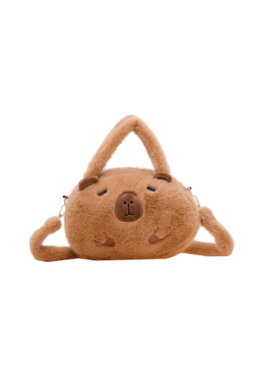 Hangfox Yumuşak Tavşan Tüyü Kapibara Desenli Çapraz Çantası - Fonksiyonel Ve Sevimli 22x22cm