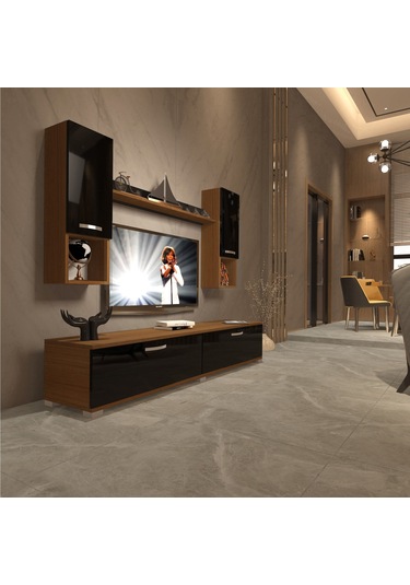 Decoraktiv Eko 5da Mdf Std Tv Ünitesi Tv Sehpası Ceviz - Siyah
