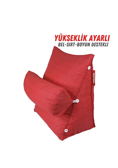 Xpermate Yükseklik Ayarlı Tv Yastığı Bel Destek Yastığı Kırmızı