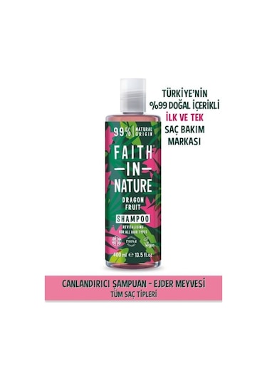 Faith in Nature%99 Doğal Canlandırıcı Şampuan Ejder Meyvesi Tüm Saç Tipleri İçin 400 ML