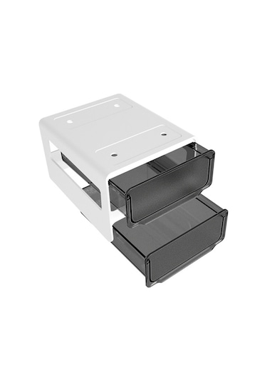 Tenfowee Masa Altı Gizli Çekmeceli Organizasyon Kutusu - Çift Katlı, Deliksiz, Siyah, Kompakt Tasarım Siyah