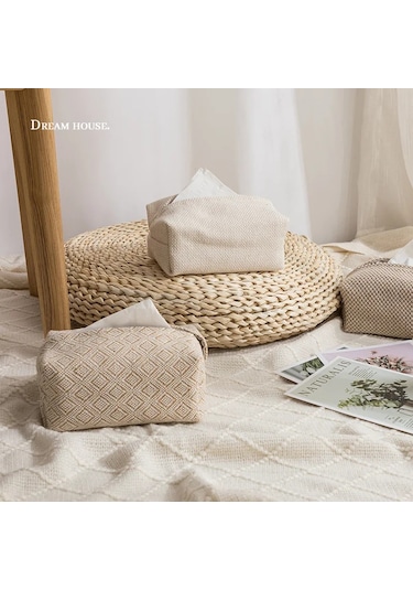 C Tarzı-iskandinav Taklit Kenevir Doku Kutusu Doku Seti Bez Çizim Kağıt Torba Araba Ev Salonu Peçete Saklama Kutusu