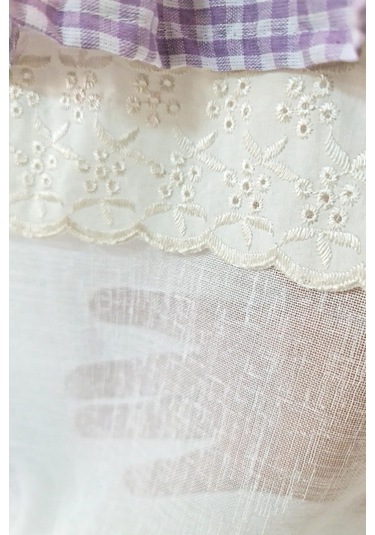 Potlu Tül Perde Provence Fırfırlı Rose Lila