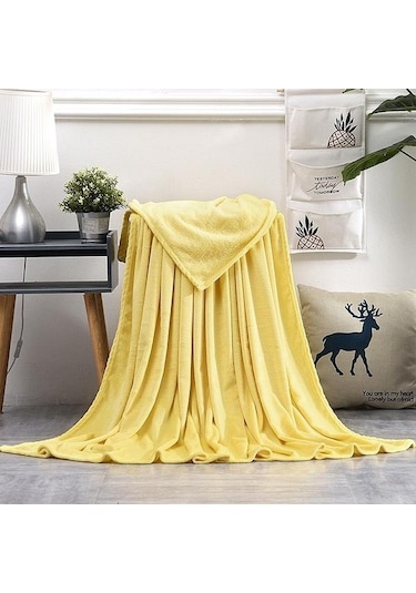 Sarı Ev Düz Renk Flanel Ağırlıklı Battaniye Süper Sıcak Yumuşak Katı Atma Battaniyeler Kanepe Yatak Ç. K. Battaniye 55764978 Sarı