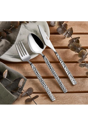 Crystal 18 Parça 6 Kişilik Paslanmaz Çelik Çatal Kaşık Bıçak Seti Kutulu Gümüş