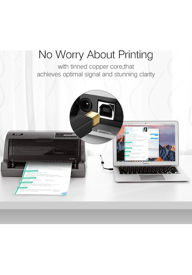 Ugreen Usb 3.0 Tip A Erkek - Tip B Erkek Altın Kaplama Yazıcı Kablosu Veri Kablosu, Canon, Epson, Hp İçin, Kablo Uzunluğu: 2m