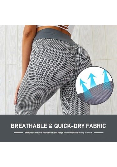 Fortunelane Kadın Spor Taytı - Kraliyet Mavisi, Bal Peteği, Yüksek Bel, Esnek, Nefes Alır Lacivert