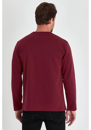 Comeor Çift Bisiklet Yaka Baskı Detaylı Standart Fit Erkek Sweatshirt Bordo 001 Comeor Çift Bisiklet Yaka Baskı Detaylı Standart Fit Erkek Sweatshirt Bordo 001