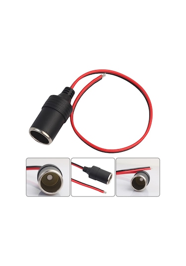 Araç Çakmaklık Uzatıcı Dişi Fiş Kablolu Dişi Çakmak Soketi Boş