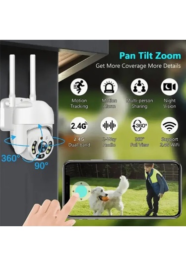 Xuweiwei Outdoor Wifi Guvenlik Kamerası White 360 Derece Pan Tilt Hareket Algılama Iki Yönlü Ses Renkli Usb Güçlü 24ghz Kablosuz