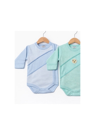 Kardeşler Baby 3'lü Kendinden Eldivenli Çıtçıtlı Body Mavi