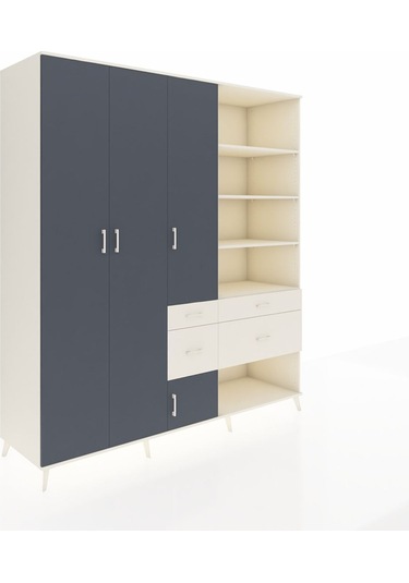 Kronos Dolap 14 Raflı 4 Çekmeceli 4 Kapaklı 220x59x243 Aytaşı-antrasit/aytaşı Antrasıt/aytası