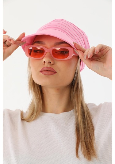 Safari Bağlamalı Pembe Siperli Bandana Vizör Pembe