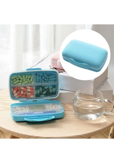 Suntek 7 Gün İlaç Kabı Tutucu Tablet Hap Sıralayıcısı Mavi