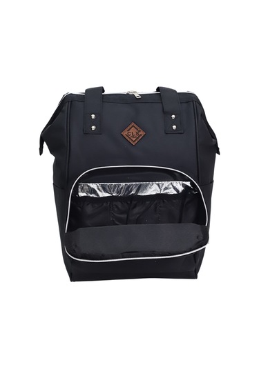 Termal Bölmeli Siyah Anne Bebek Sırt Çantası Geniş Hacimli Su Geçirmez Bakım Çantası Puset Uyumlu Siyah