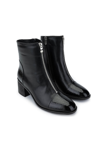 Tamer Tanca Kadın Hakiki Deri Siyah Topuklu Bot 1081 555 Bn Bot Sk24-25 Syh Dr/ptk Bsk Siyah Deri