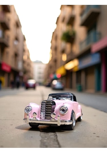 Nostaljik Klasik Çek Bırak Pembe Metal Araba Koleksiyonluk Metal Model Diğer