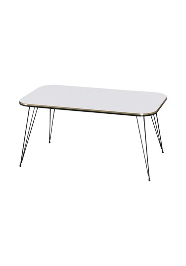 Zigon Sehpa Ve Orta Sehpa Kr Set Siyah Tel Ayak Çift Altın Beyaz