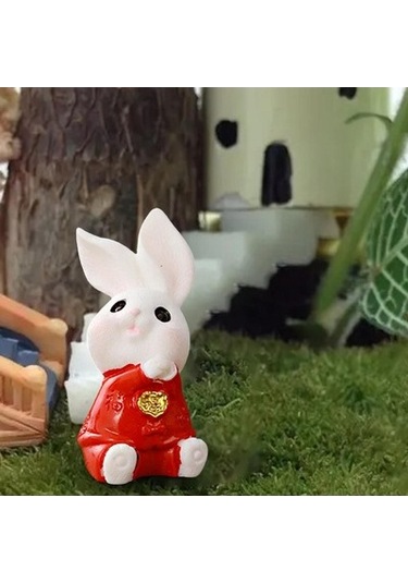 Lijinxu Karikatür Tavşan Heykeli Hayvan Modeli Masa Süs Ofis Ev