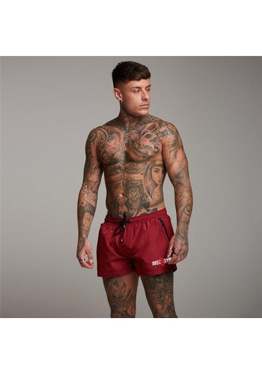 Kırmızı Muscleguys Yaz Rahat Plaj Kısa Erkekler İçin Günlük Ince Erkek Şort Ter Koşu Fitness Şortu Moda Baskı Spor Salonu Vücut Geliştirme Kısa Pantolon Kırmızı