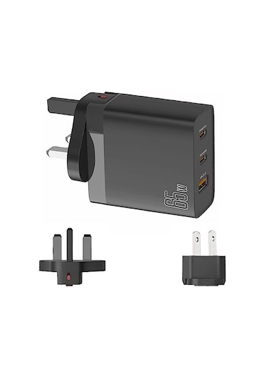 Gan 65w Pd45w Çift Type-c䀭 .0 Usb Çoklu Uyumlu Dizüstü Bilgisayar Adaptörü İngiltere Abd Tak Siyah