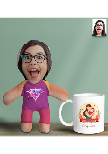 Bk Gift Kişiye Özel İsimli Pembe Anne Bebek Yastık Ve Kupa Bardak Hediye Seti-1, Anneye Hediye, Anneler Günü Hediyeleri Kobitmeyencom30641 Bk Gift