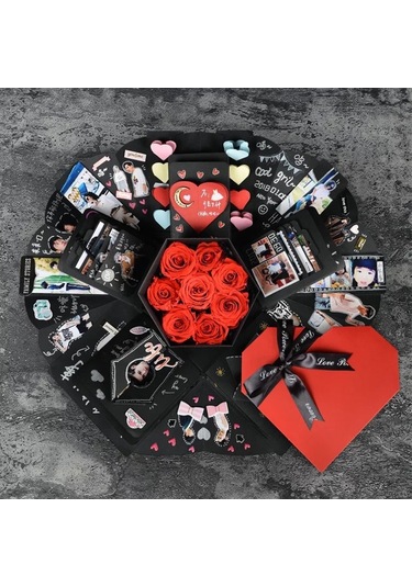 Kalp Şekli Dıy El Yapımı Fotoğraf Albümü Sürpriz Patlama Zıplayan Hediye Kutusu