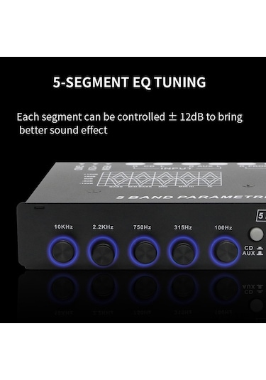 Novahub Profesyonel 5 Bant Araba Ses Eşitleyici, Parametrik Eq, Çok Fonksiyonlu Geçiş Amplifikatörü