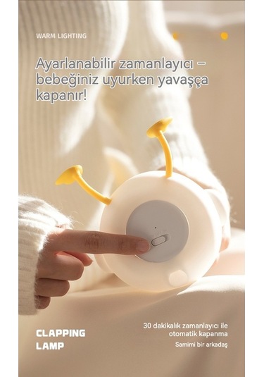 Novahub Dokunmatik Silikon Gece Lambası Küçük Ördek Tasarımı Beyaz Beyaz