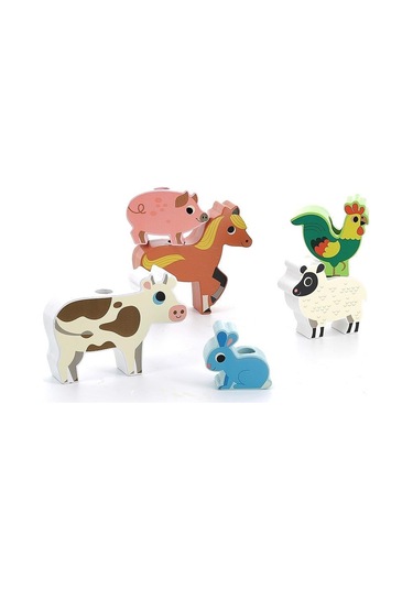 Vilac - Ahşap Hayvanlar Traktörü - Çiftlik