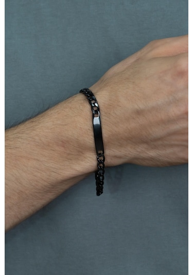 Takı Dükkanı Spotify Şarkı Kodlu Siyah Çelik Erkek Bileklik Ack06isyhc