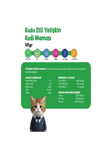 Propaw Kuzu Parça Etli Jöleli Premium Tahılsız Yetişkin Kedi Maması 415 G