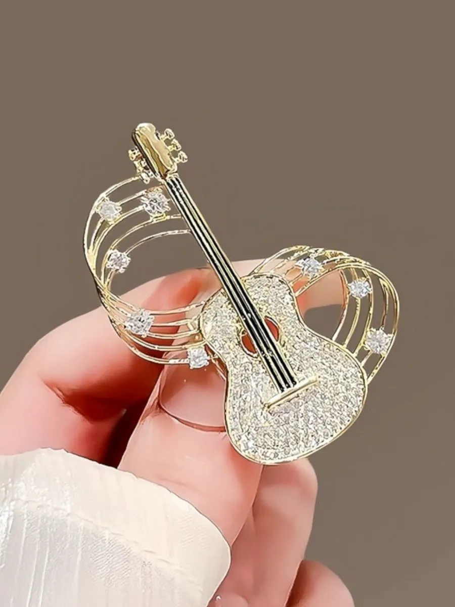 Fashion Jewelry Gitar Broş 309998461 Altın Rengi