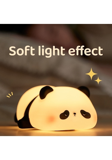 Sevimli Panda Silikon Lamba Dokunmatik Kontrol Karartma Gece Lambası Çocuklar İçin Başucu Uyku Lambası