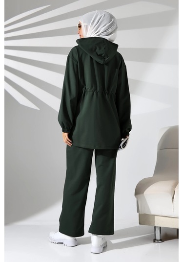 Kadın Mevsimlik Penye Alt Üst Spor Ve Rahat Haki Ikili Tunik Pantolon Şık Tesettür Takım Haki