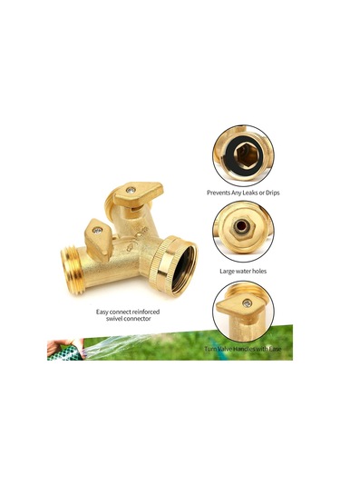 Pirinç Manifold, 3/4 Bahçe Musluğu Y-bölmeli Çift Hortum Bağlantısı 2 Yollu Diğer