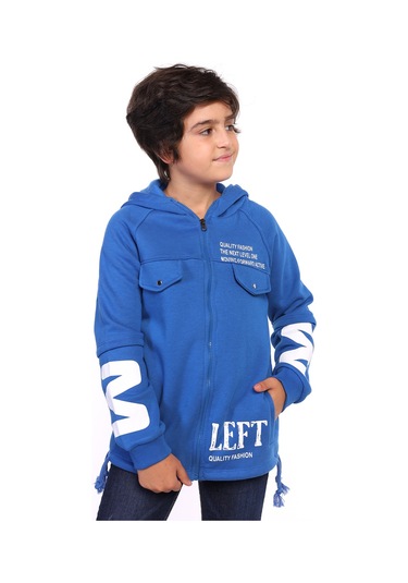 Toontoy Erkek Çocuk Kapüşonlu Baskılı Hırka Antrasit Melanj