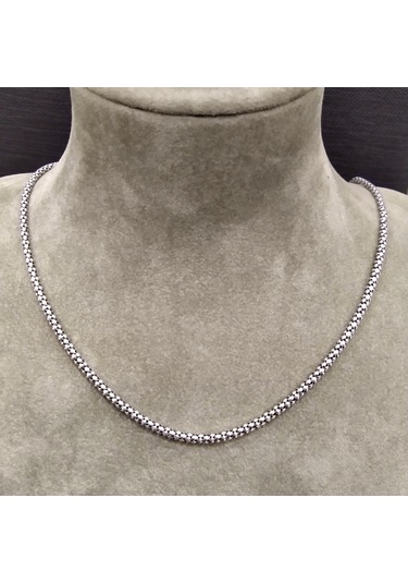 925 Ayar Gümüş Erkek Kolyesi-şık Tasarım-60cm/3mm Gümüş