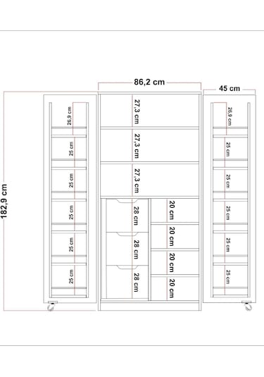 90 Derece Açılabilir 2 Kapaklı, 3 Çekmeceli, Kavanoz Raflı Kiler Ve Erzak Mutfak Dolabı Atlantik Çam Beyaz