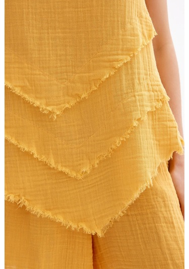Pamuk Müslin Üçgen Bluz - Şık Ve Rahat Yaz Tasarımı Sari