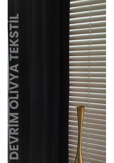Devrim Olivya Tekstil Lüks 1. Sınıf Düz Dikim Siyah Ada Fon Perde - En X Yükseklik Seçenekleri Ile Siyah