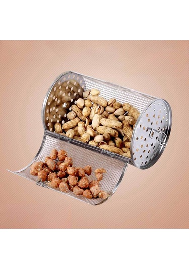 Neevoyu Fırın Uyumlu Paslanmaz Çelik Döner Kavurma Kafesi - Fıstık, Fındık, Kestane, Kuruyemiş Pişirme Aleti 18x12cm Diğer