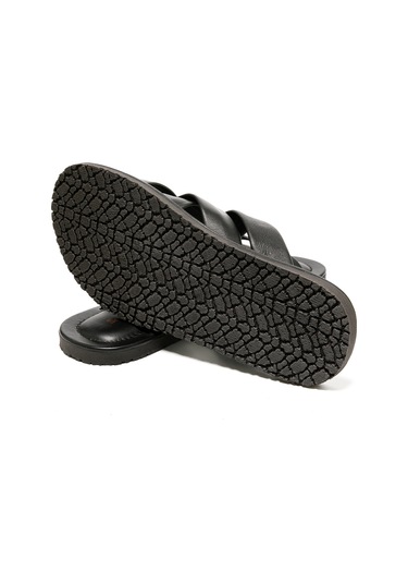 Black Terlik Erkek M7727 The Sandals Factory Leather Upper Sandals Siyah