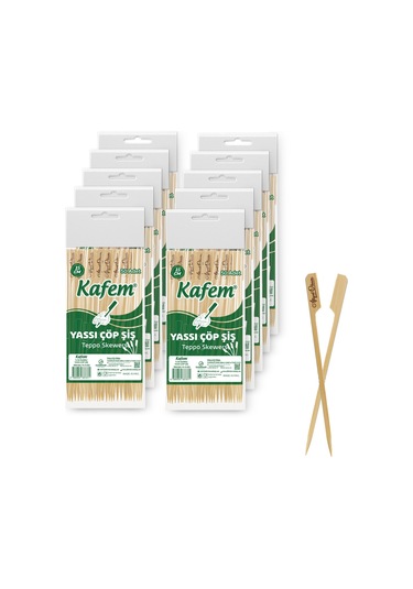 Kafem Yassı Çöp Şiş - Sunum Kürdanı 15 CM 50 Li x 10 Paket