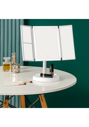 Interstech 3 Ton Led Işıklı Katlanabilir Dokunmatik Makyaj Aynası
