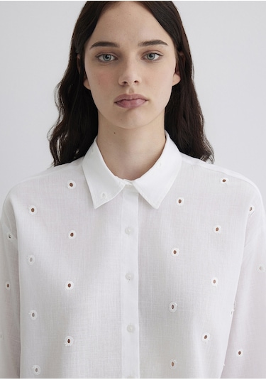 Mavi - Dokulu Ekru Gömlek 1210839-70057 Ekru