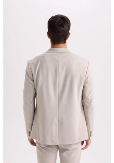 DeFacto Modern Fit Astarlı Düğmeli Blazer Ceket C5990AX24AUBG49 Bej